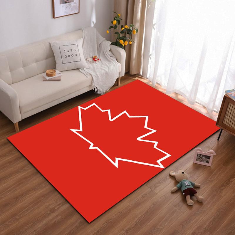 Red Maple Leaf Design Rug - Non-slip rug suitable for living room and bedroom sofas.
