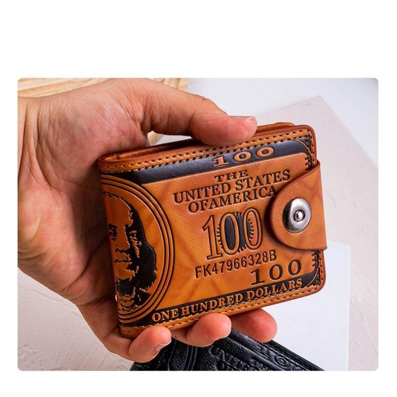 Мужские кошельки с узором в 100 долларов США, мужской кожаный кошелек, держатель для карточек, модный кошелек большой емкости, сумка-кошелек
