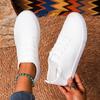 Summer New Flat Bottom Lace-up Mesh Canvas Flats Breathable Lightweight Casual Board Shoes Lace-up Large Size White Single Shoes