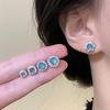 Elegant Blue-Green Zircon Earrings: Chic Chinese Style for Women