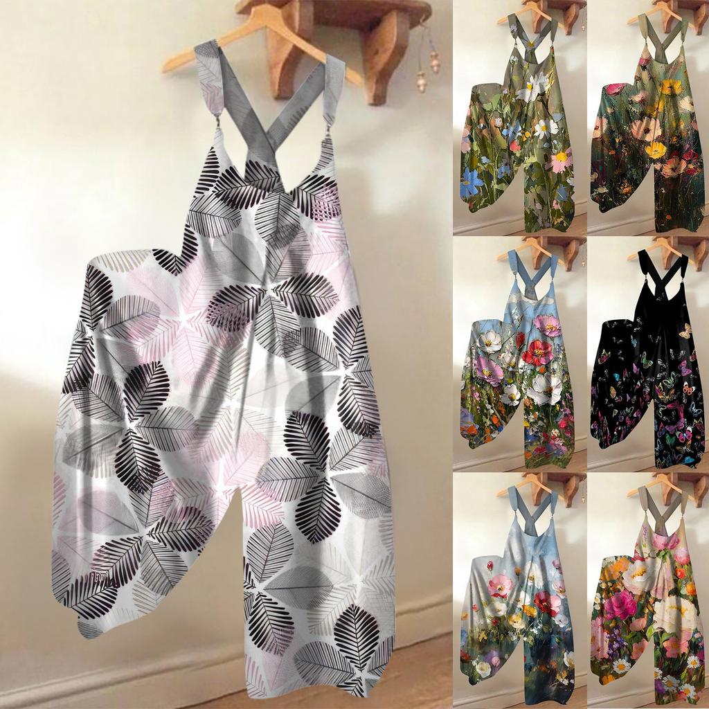 Women's Loose Casual One-piece Summer Floral Print Jumpsuit