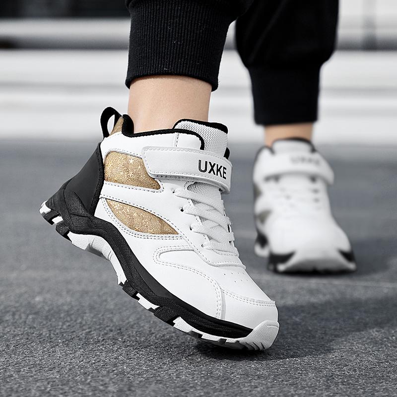 Осенне-зимние высокие спортивные ботинки для мальчиков на липучке, детские ботинки, зимняя спортивная обувь