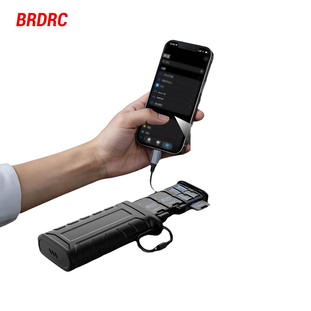 Кейс для карт памяти BRDRC SD TF, высокоскоростной кард-ридер USB 3.2 Type-C, для камер Gopro/DJI Pocket 3/Action Pro/OSMO 360