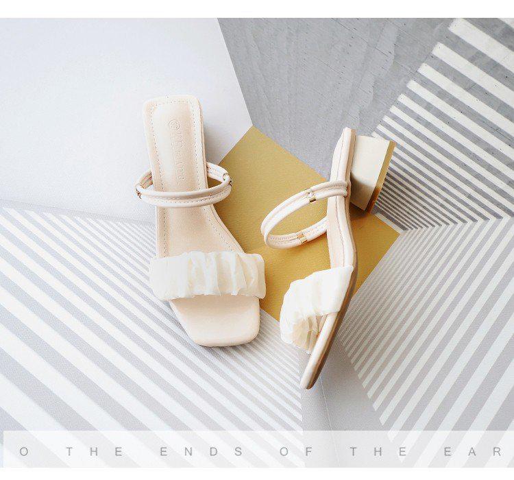 Женские летние сандалии на массивном каблуке во французском стиле 2025: Босоножки и шлепанцы на среднем каблуке, популярные в интернете