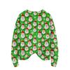 Women's Christmas Print Cardigan Long Sleeve Round Neck Knit Top