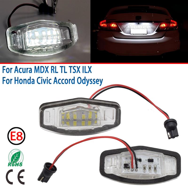 LED License Number Plate Light White For Honda Civic 01-15 Accord 4D 03-17 Odyssey 00-04 Pilot 03-08 Acura MDX RL TSX RDX TL ILX