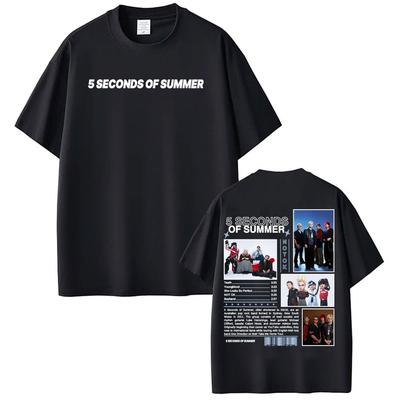 Футболка с мерчем группы 5 Seconds of Summer World Tour, унисекс, модная, в стиле хип-хоп, 100% хлопок, с коротким рукавом