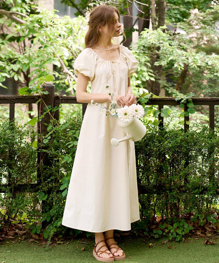 Slow Lolly Puff Shirring Long Dress_3 Colors