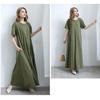 6 Colors Dress To Choose Short Sleeve Sleeveless Summer Spring Long Dress Maxi Length Skirt Plain Khaki Green Khaki Green Long Shirt Dress Loose Dress