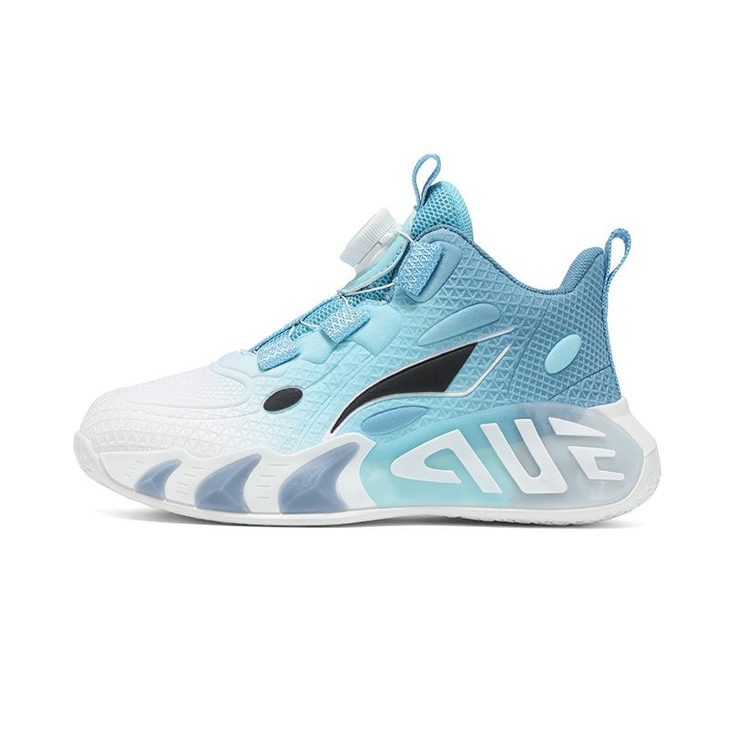 Children's basketball shoes, older boys button running shoes, mesh breathable soft-soled boys' sports shoes tide