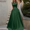 ZANZE Women Party Casual Round Neck Sleeveless Maxi Long Dress