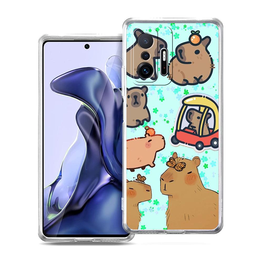 Мультяшный чехол для телефона с капибарой для Xiaomi Mi Poco F3 X3 X4 GT NFC M3 M4 11 Ultra 12 11X 11i Pro Lite 5G Мягкий прозрачный чехол