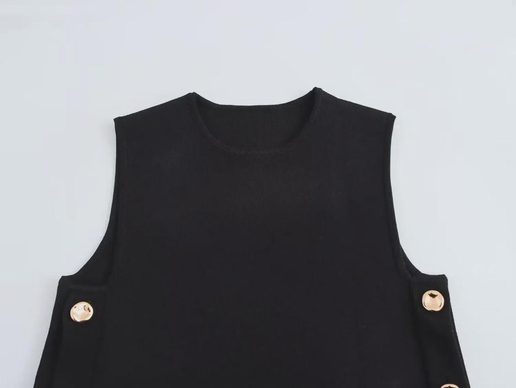 Женский трикотажный комплект из жилета без рукавов и прямых брюк