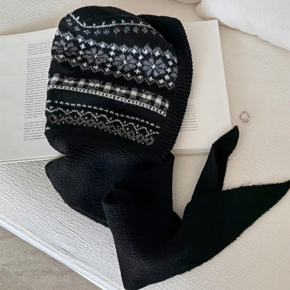 Шапка-пуловер Шапка с защитой ушей Шарф Шапка Вязаная шапка Модная шапка с капюшоном Уличная одежда