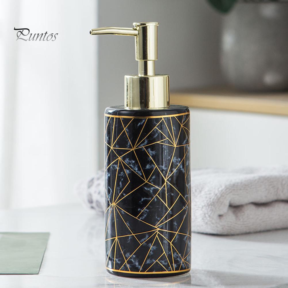 Puntos 300ml Stylish Marble Ceramic Lotion Shampoo Liquid Soap Dispenser Pump Bottle