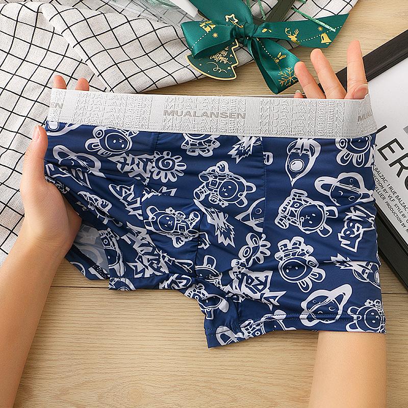 Мужское нижнее белье, трусы-боксеры, хлопковые трусы, удобное дышащее нижнее белье, модные трусы с принтом U, высокое качество