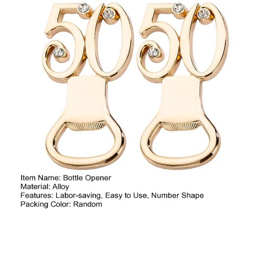 Отличная открывашка для напитков 50 номеров золотого цвета с открытой крышкой