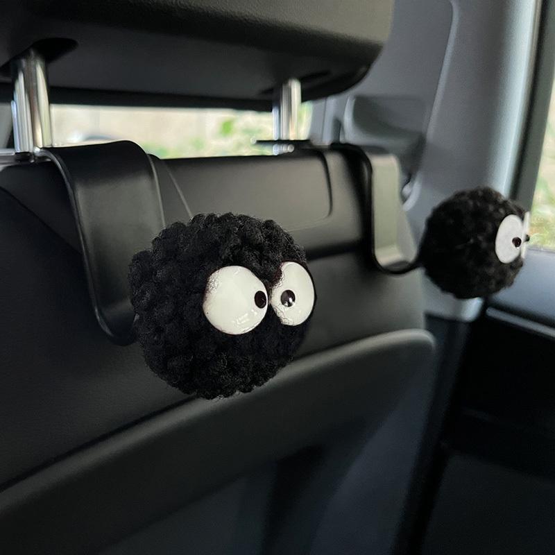 Cute Cartoon Bear Car Seat Back Hooks Storage Vehicle Headrest Organizer Hanger for Groceries Bag Handbag Car Decoration