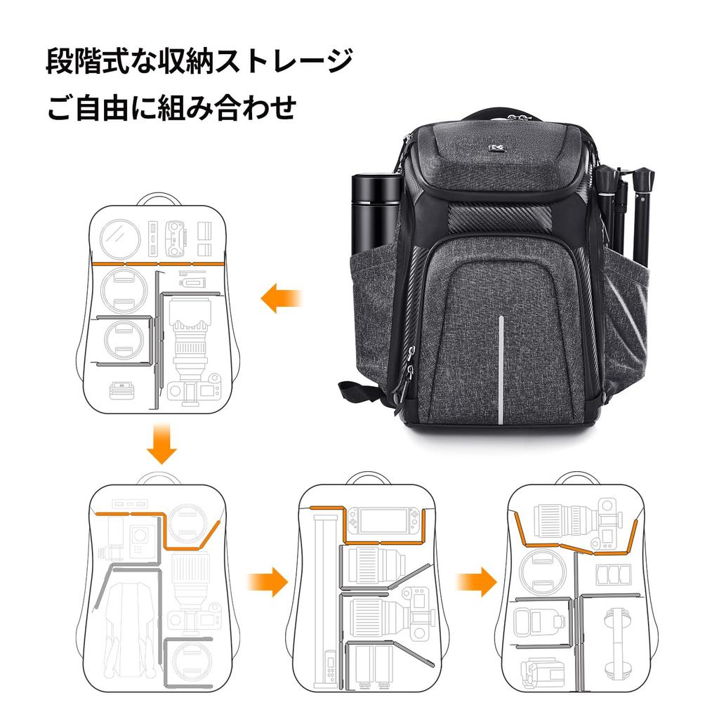 Камера большой дюймовый ПК расширяемый плечевой зеркальный фотоаппарат идеально подходит для гор и отдыха на природе серый [K&F Concept] сумка, рюкзак, емкость, 25 л, штатив, 15,6