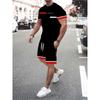 Kebisi Men's Casual 3D Digital Print 2pcs Set Casual Short Sleeve Round Neck T-shirt Sports Shorts Summer Outdoor Casual Men's Suit