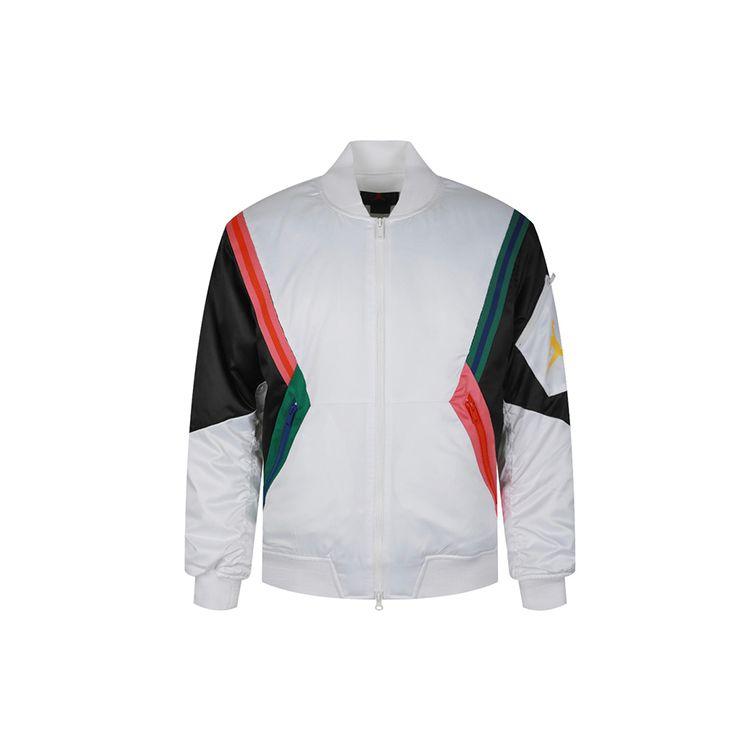 Jordan Wings MA-1 Color Block Воротник-стойка Хлопковая куртка Мужская верхняя одежда Белый CD5458-100