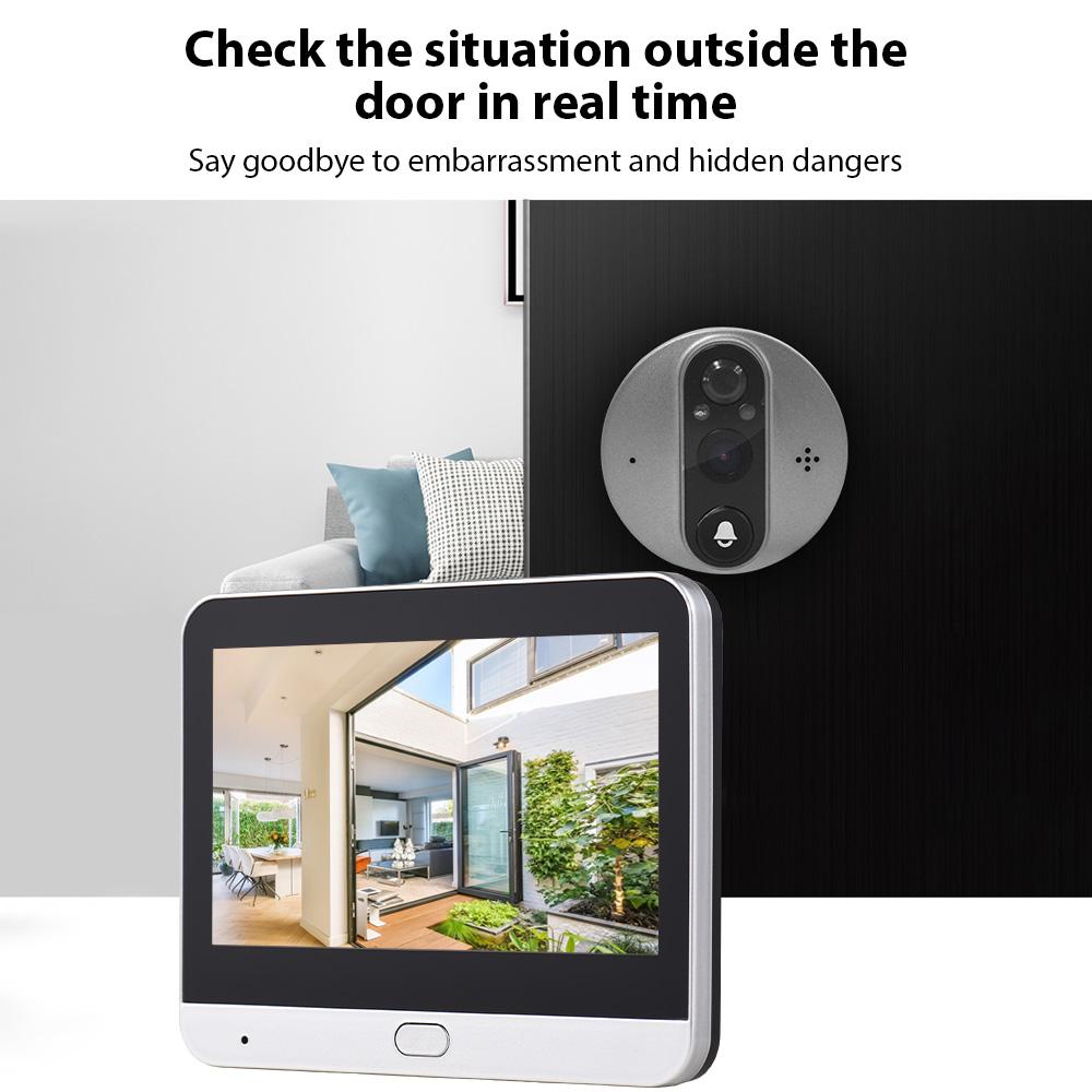 3-мегапиксельный Wi-Fi видеодомофон для квартиры, камера-глазок, 4,3-дюймовый дисплей, приложение Smart Life/Tuya, 1080P