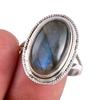 Натуральный лабрадорит драгоценный камень 925 цельное стерлинговое серебро ювелирное кольцо размер 10 D0b95
