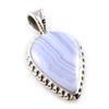 Подвеска из натурального голубого кружевного агата из стерлингового серебра 925 пробы 1,3 дюйма t0F92