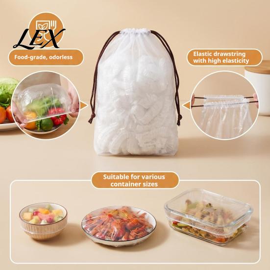 Camping Food Protection Disposable Storage Covers, Elastic Edge Stretchable Wraps, Plastic Covers for Fruits Transparent PE Vegetables And Salads