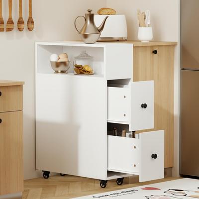 YOI LIFE Kitchen Wagon with Width Gap Slim Side Dining Kitchen Living с роликами высокой грузоподъемности, деревянный, 20 см, для хранения, стол, тележка, остров,