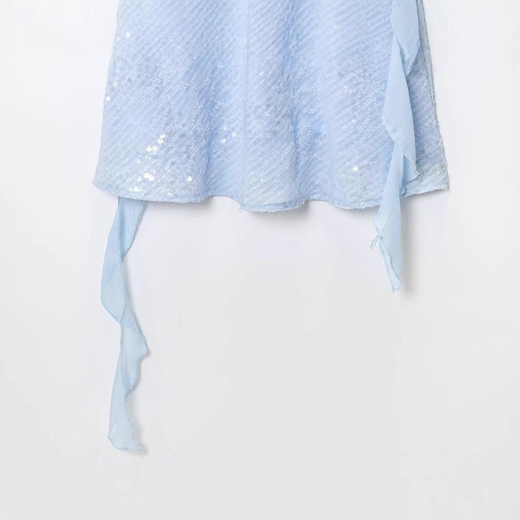 Women's summer new, elegant style, laminated decorative beads, suspender short dress