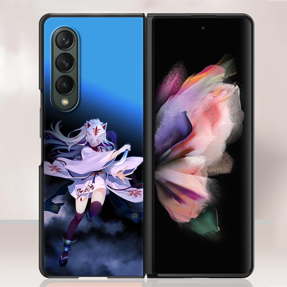 Чехол Zfold4 для Samsung Galaxy Z Fold3 5G, жесткий пластиковый тонкий чехол, ультратонкий чехол для телефона Galaxy Z Fold 3, аниме-маска лисы
