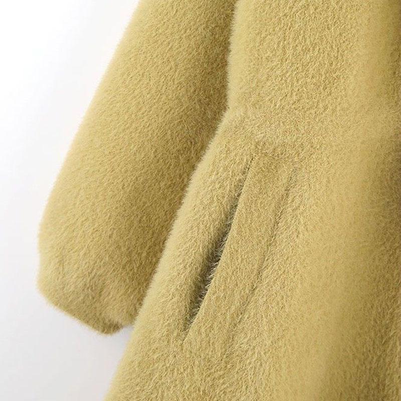 Женский кардиган средней длины из искусственного норкового флиса на шнуровке, корейский свитер с регулируемой талией на шнуровке, осенне-зимнее шикарное пальто