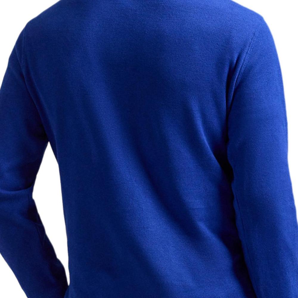 Polo Ralph Lauren Однотонная рубашка поло с логотипом маленькой пони, на молнии до половины, с длинным рукавом, мужская, топы, синяя 710671929-067