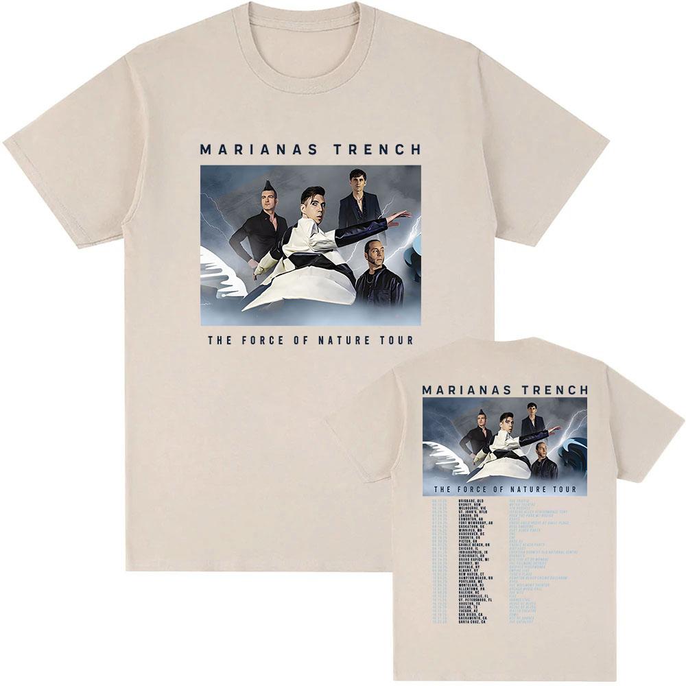 MARIANAS TRENCH Футболки Группа THE FORCE OF NATURE TOUR Футболка Летняя Хлопок Унисекс Женская Футболка Унисекс Уличный стиль Повседневная Унисекс Футболки