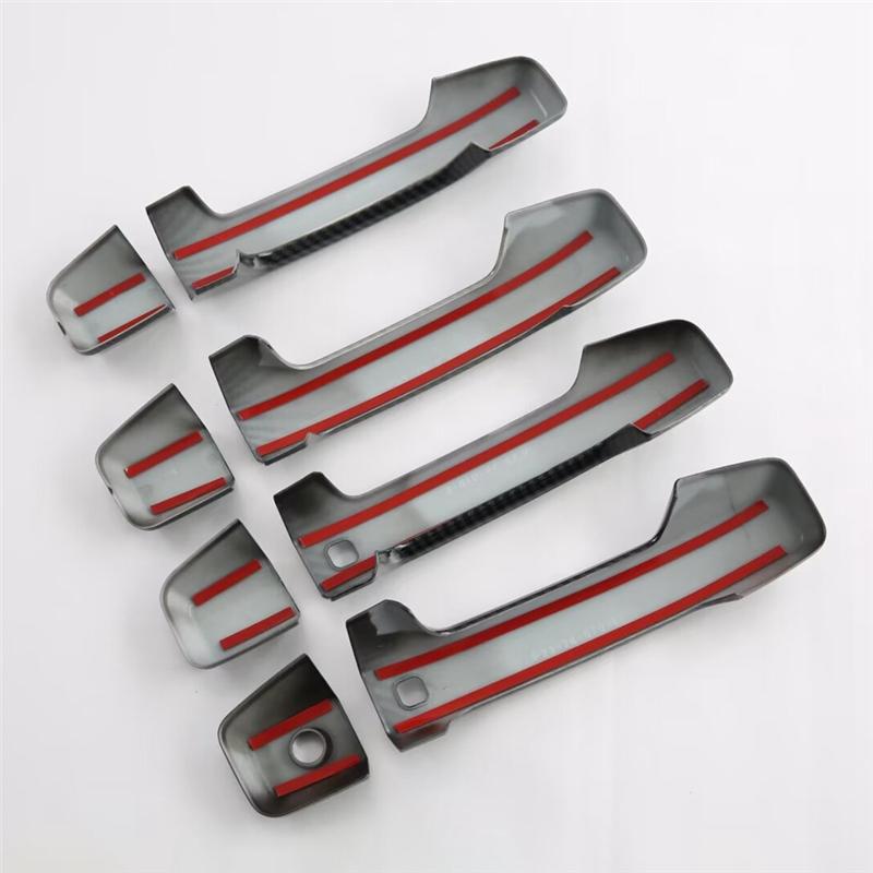 A03E-For Mitsubishi Triton / L200 2024 Carbon Fiber Car Door Handle Cover Trim Exterior Accessories