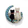 Cute Colorful Moon Cat Brooch Female Japanese Cartoon Animal Corsage Niche Design Pin Suit Accessories