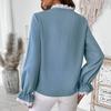 Women Spring Autumn Ruffles Lantern Sleeve Lacework Solid Color Elegant Shirt Top