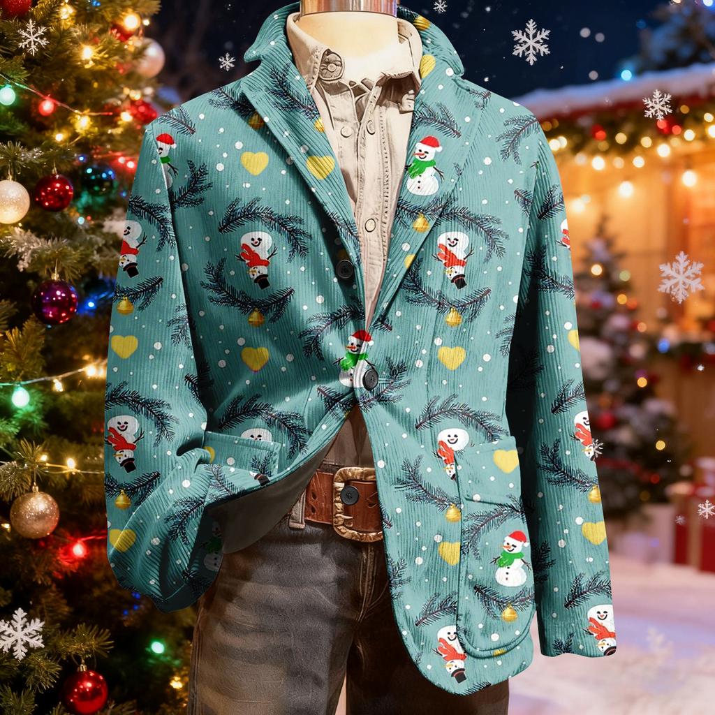 Мужской уродливый рождественский вельветовый теплый карманный пиджак-кардиган, мужской повседневный костюм