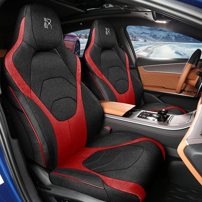 Дышащая льняная накидка на автомобильное сиденье для BYD Han: 5-местный, всесезонный, универсальный чехол с полным обхватом