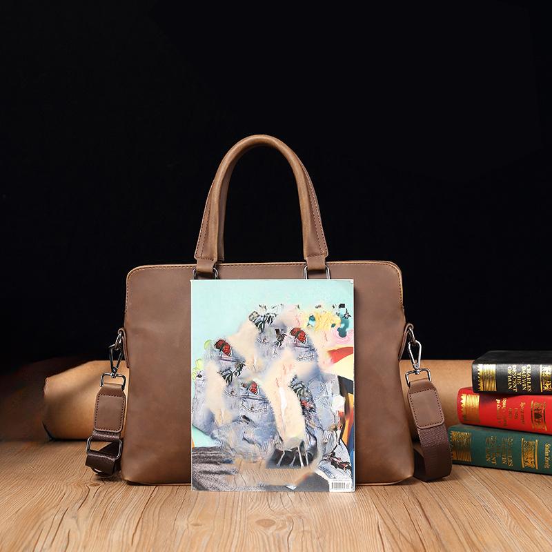 Корейская версия мужской сумки Crazy Horse Leather, сумка через плечо, портфель, сумка для компьютера из мягкой искусственной кожи, повседневная мужская сумка