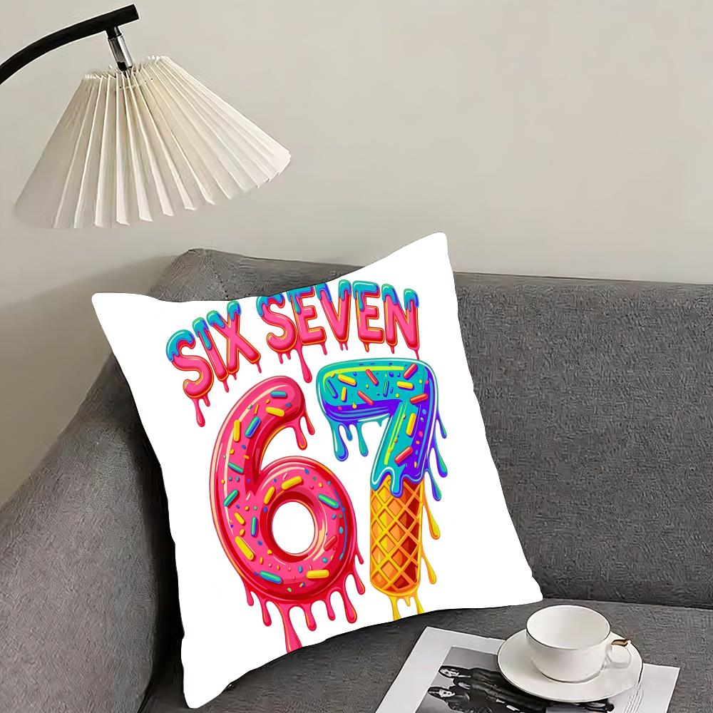Funny six seven Cushion Cover Elegant Comfort Pillowcase Sofa Bed Doublesided Printed Invisible Zipper Home Decor