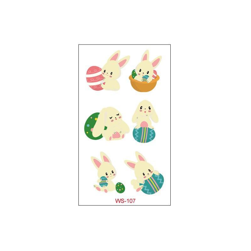 New Children's Easter Tattoo Stickers Cartoon Rabbit Egg DIY Decoration Waterproof Holiday Gift