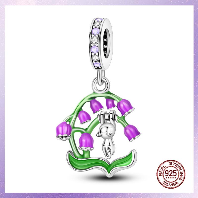 Фиолетовые Шармы Медный Fit Оригинальный Подвесной Браслет Бабочка Стекло Сердце Перо Клип Шарм Подвеска Светящаяся Бусина DIY Ювелирные Изделия