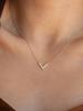 1 Pc Elegant Minimalist Stainless Steel 18K Gold Plated Cubic Zirconia V-Shape Clavicle Necklace For Women