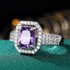 Charming Purple CZ Women Finger-rings Vintage Party Elegant Accessories Luxury Birthday Gift for Mon Silver Color Jewelry