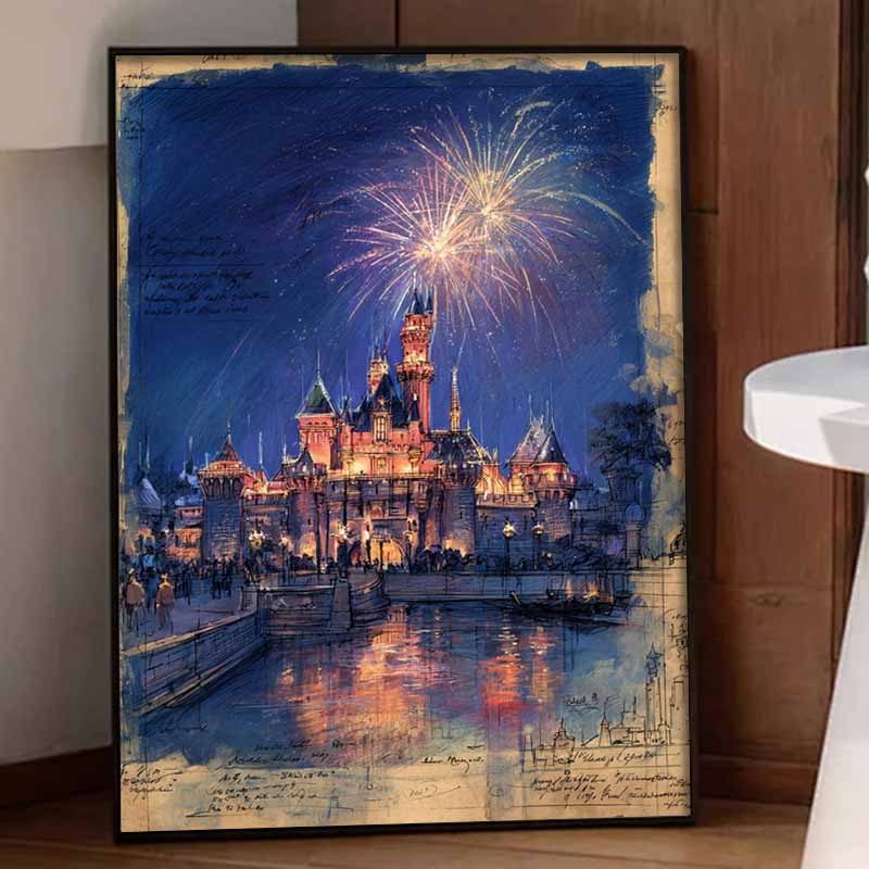 Disney Набор для алмазной мозаики Замок с фейерверком 5D DIY Декор для дома и подарок для любителей рукоделия, Красиво оформленный.
