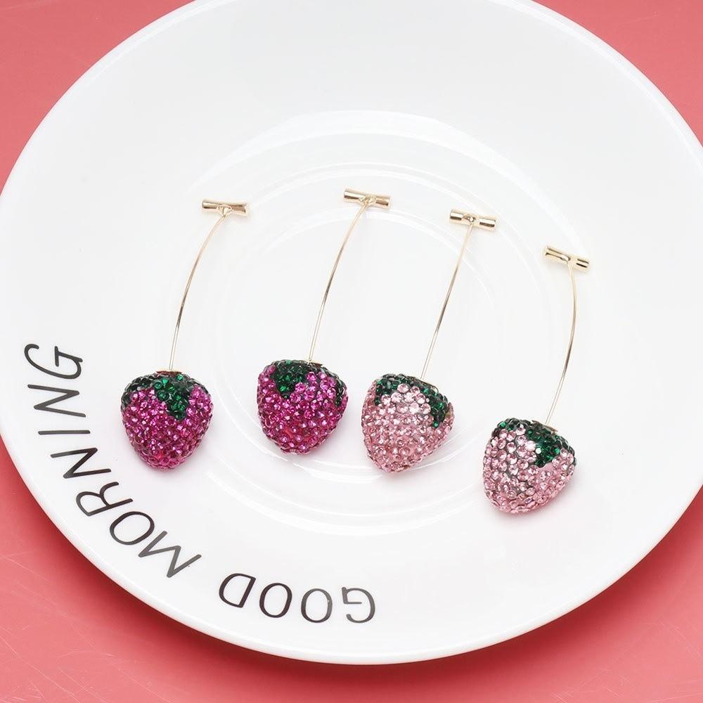 1Pair Shiny Stud Earrings Set Rhinestone Fruit Pendant Earrings Party Decoration