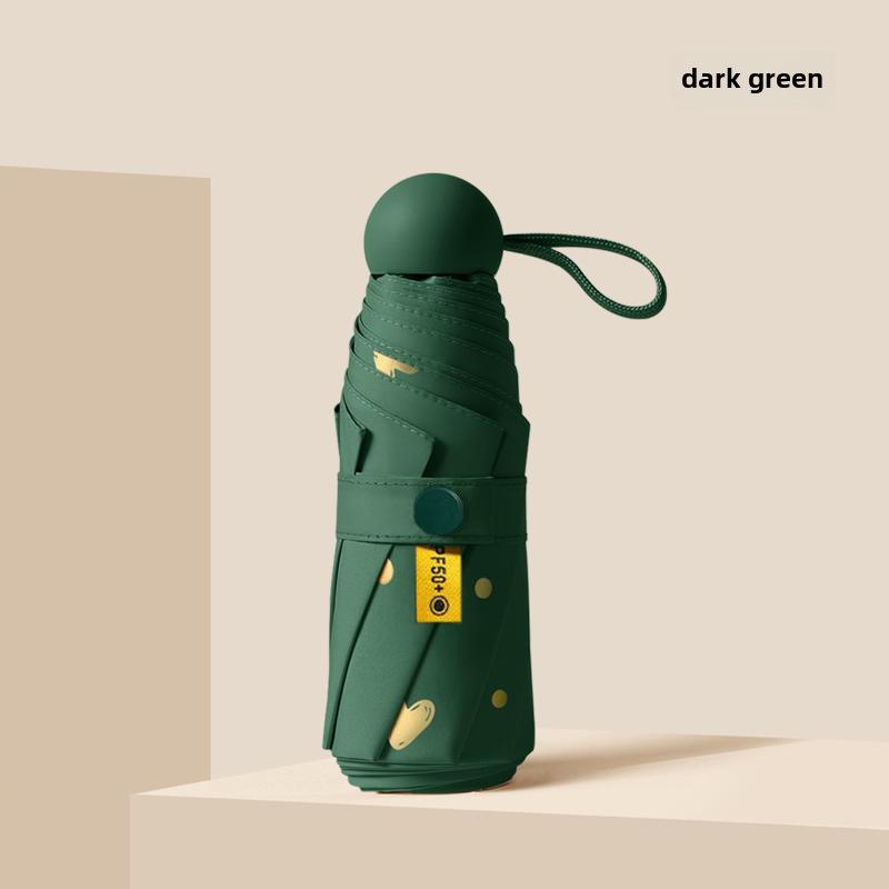 Компактный женский зонт с золотым тиснением: Защита от ультрафиолета, портативный складной, для солнца и дождя