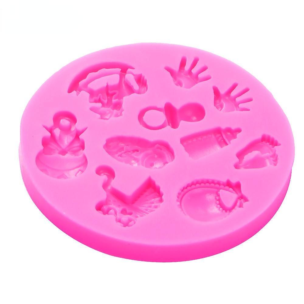 Silicone Mold Baby Shower Party Stroller Hand Bottle Trojan 3D Fondant Cake Candy Decorating Tools
